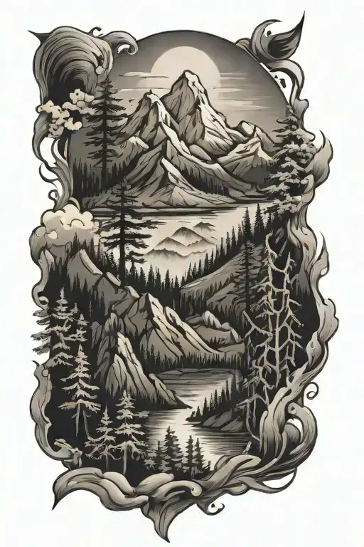 Mountains Dark Forest