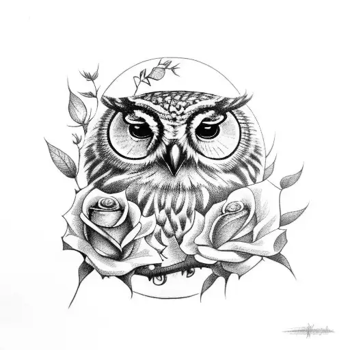 Owl Holding Rose