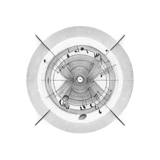 A Geometric Representation Of A Vinyl Record With Music Notes Flowing Out