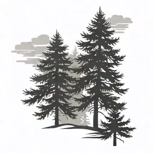 Fir Tree Blacked Out Silhouette