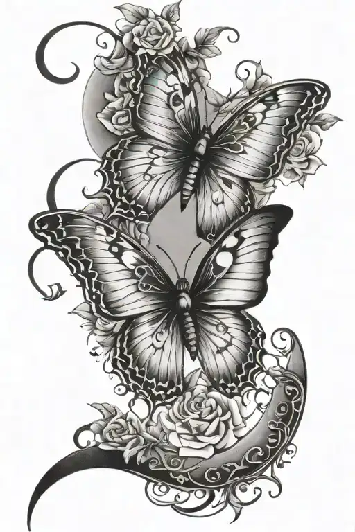 Butterfly And A Crescent Moon