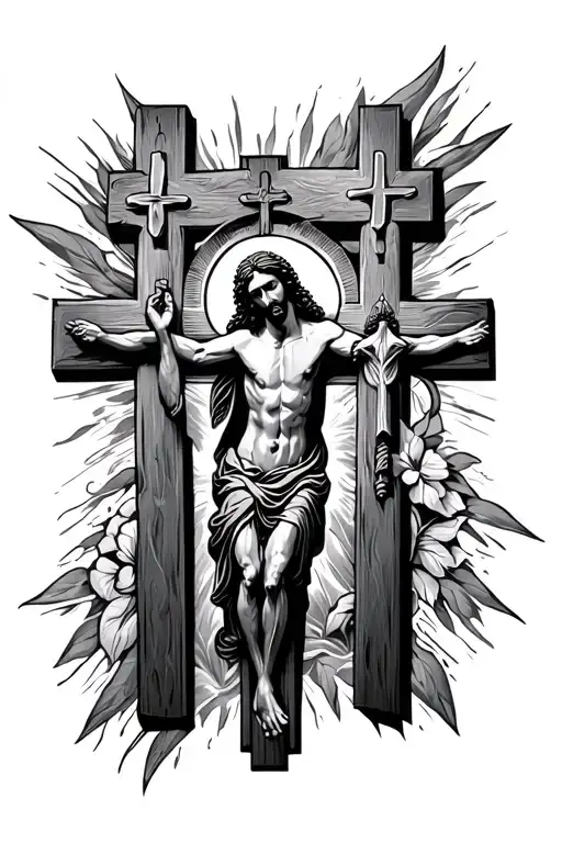 Three Crosses Jesus In Middle