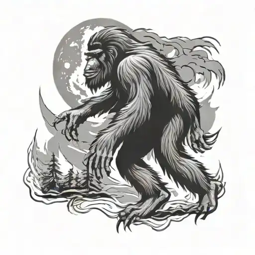 Bigfoot With Moon