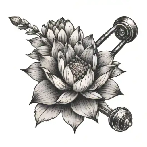 Barbell Flowers Lotus Flower Surrounded