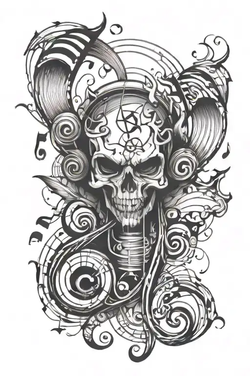 Music Notes Tatto Idea Scary One With Small Devil Face Simple