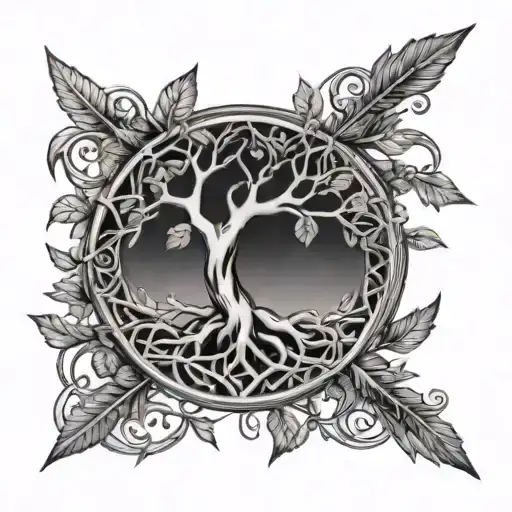 Tree Of Life Intertwined With Arrows