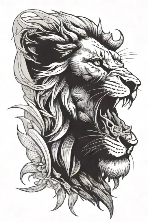 Lion Half Face With Date