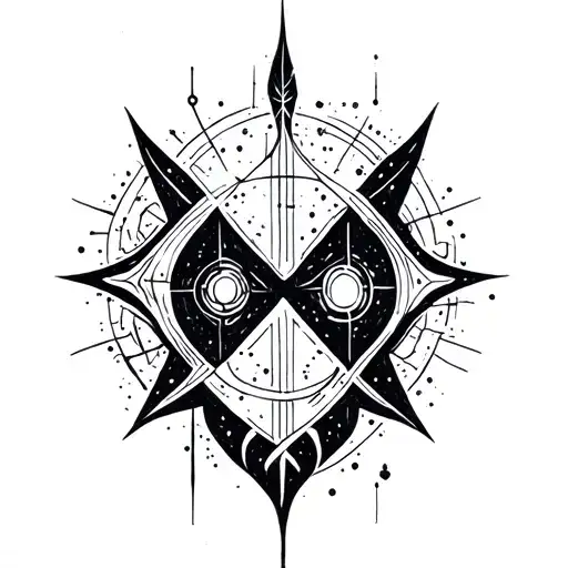 Handpoke Tattoo With Line Like Imprimed Circuit And Some Rune Futhar