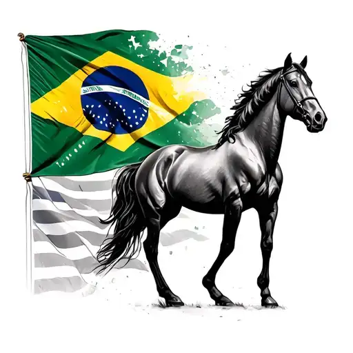 Brazil Flag Usa Flag Horse Volkswagen Beetle