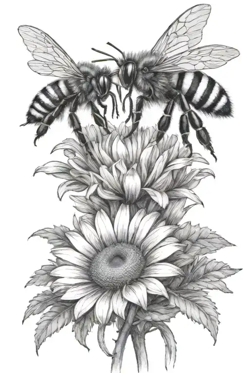 Tall Daisy With A Bee On It