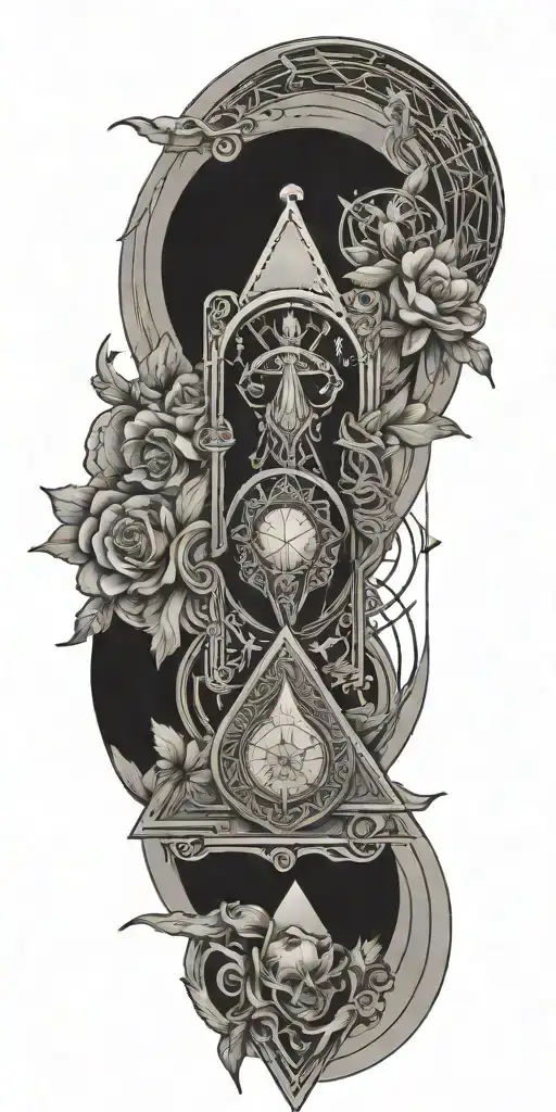 Geometric Tattoo Featuring Tarot Cards