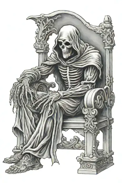 Reaper Sitting In A Chair In A Cementary