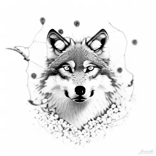 Wolf Barking Mountain Blossom Trees