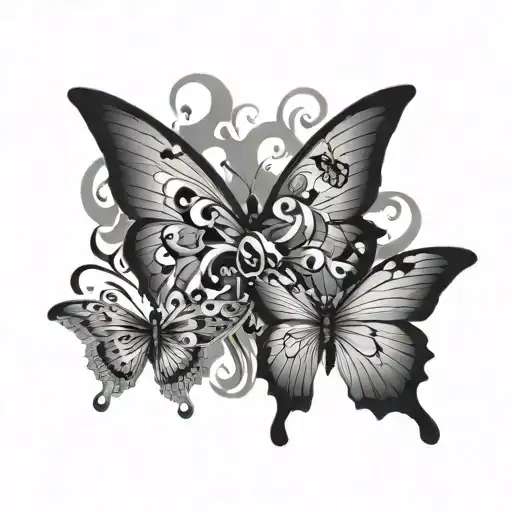 Word 'Large Rib' With Butterflies Flying