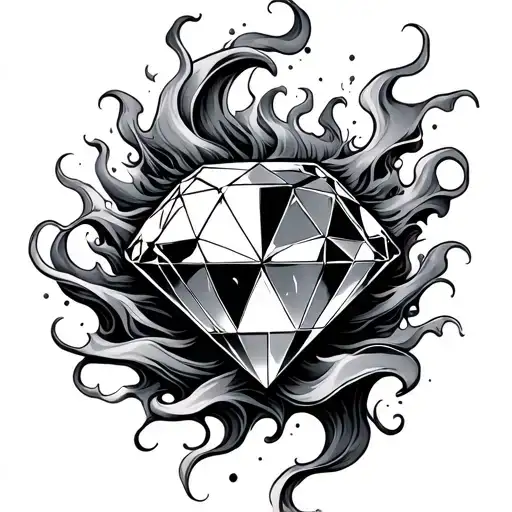 Diamond Surrounded By Radioactive Waves Flowing