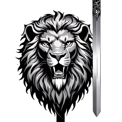 Lion's Head With A Sword