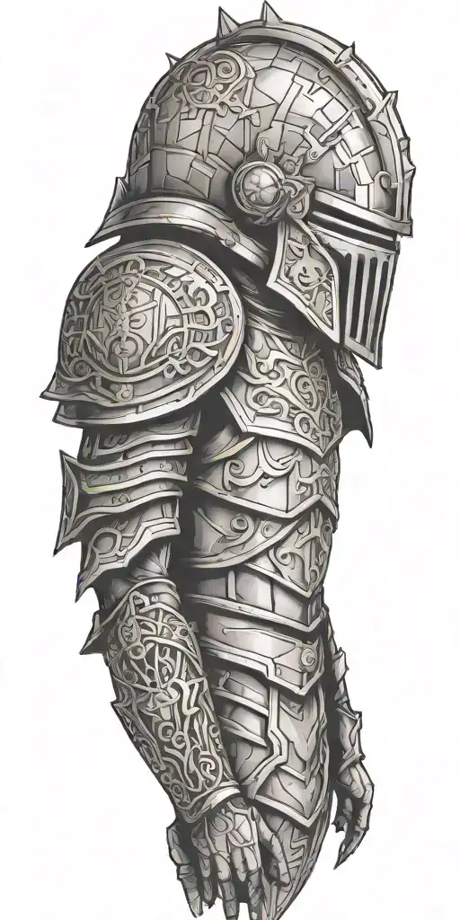 Geometric Tattoo Featuring Medieval Armor