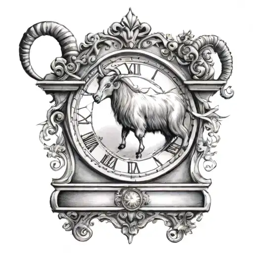 A Goat Kid Hiding Inside Of A Grandfather Clock Surrounded