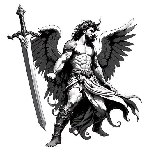 Archangel Michael Warrior Wielding A Sword