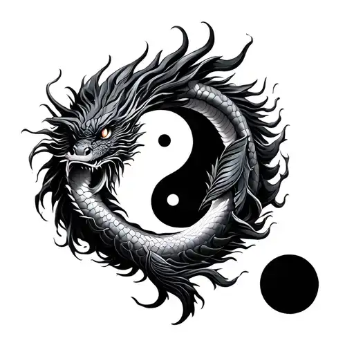 Dragon Coi Fish Yin Yang