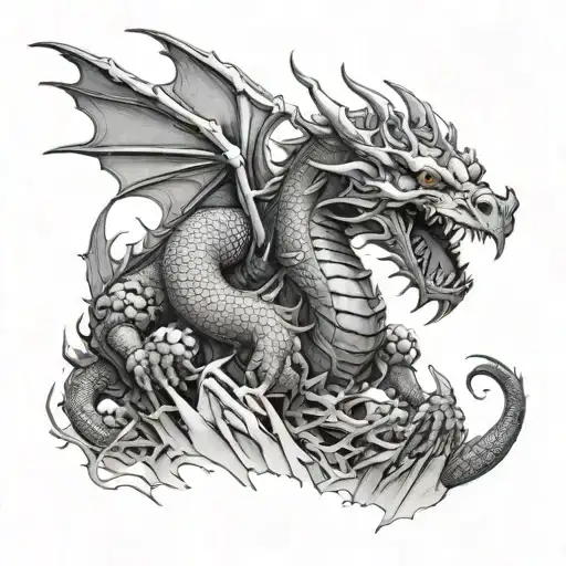 Dragon On A Mountain Of Skulls