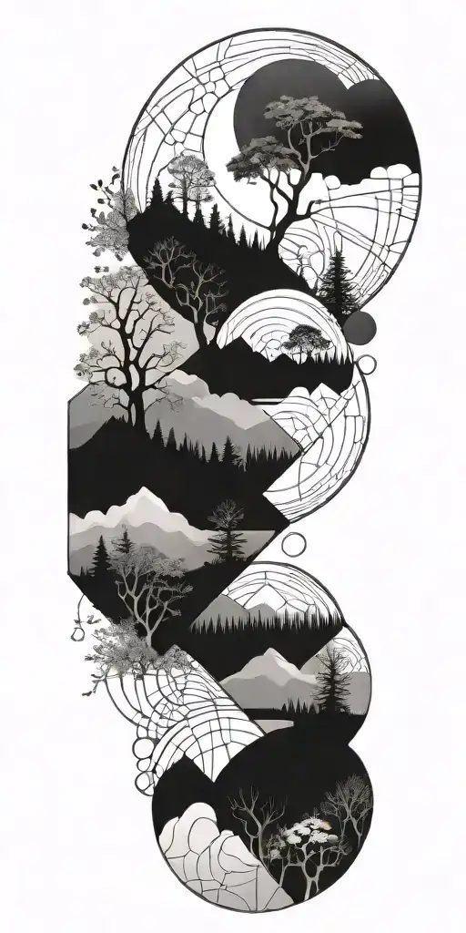 Geometrical Shapes Design Incorporating Elements Of Nature