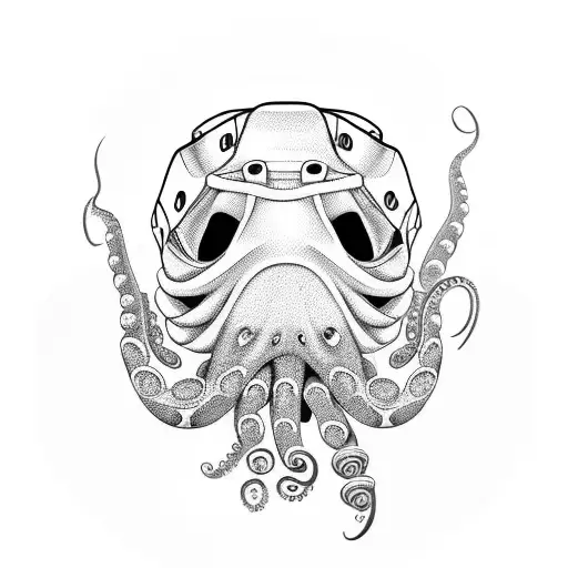 A Hockey Goalie Mask With An Octopus Tentacle Incorporated Into The Design