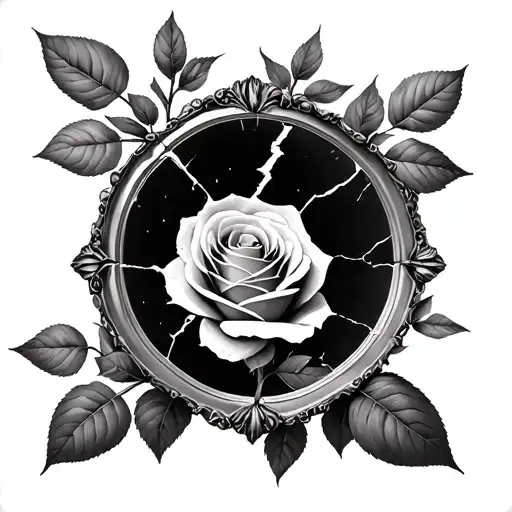 Broken Mirror Roses Growing Through It