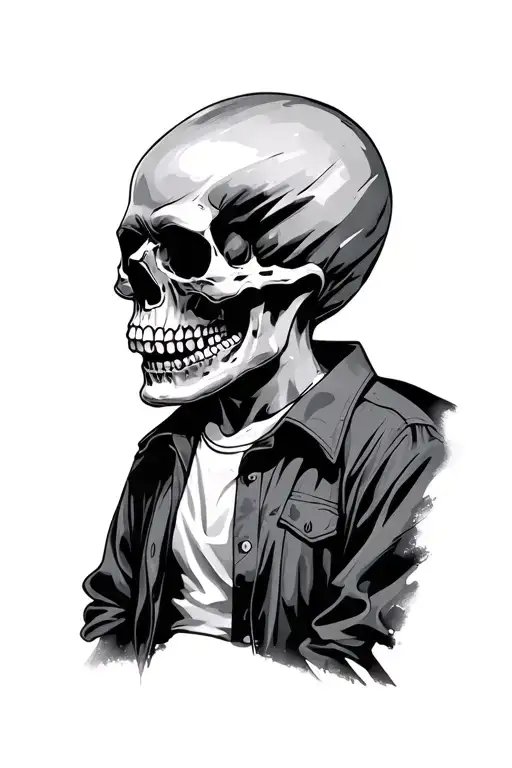 A Skull Wearing A Shirt