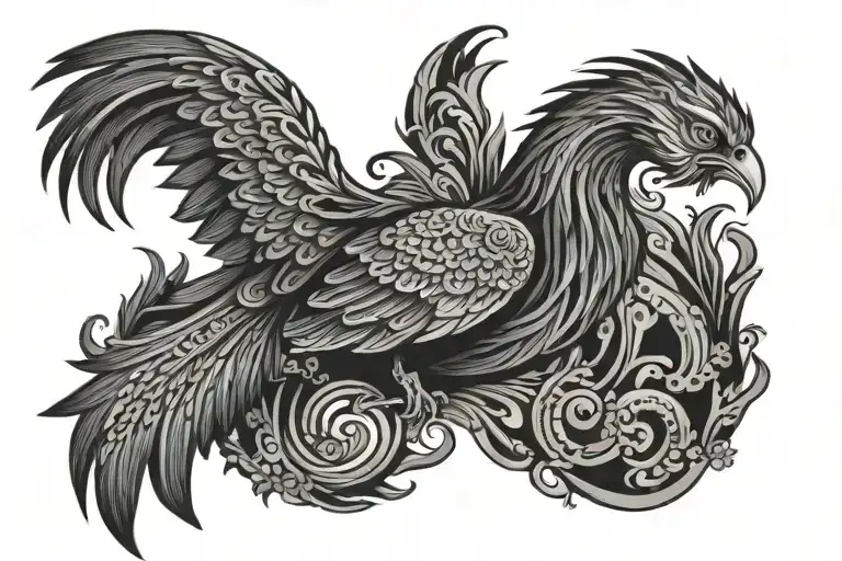 Phoenix With Indonesian Batik Art Style
