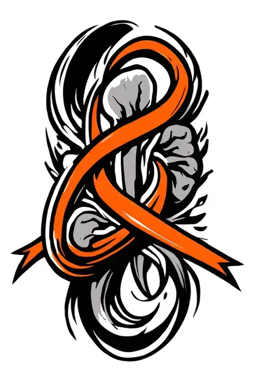 Kidney Cancer Orange Ribbon Intertwined With Strength Symbol