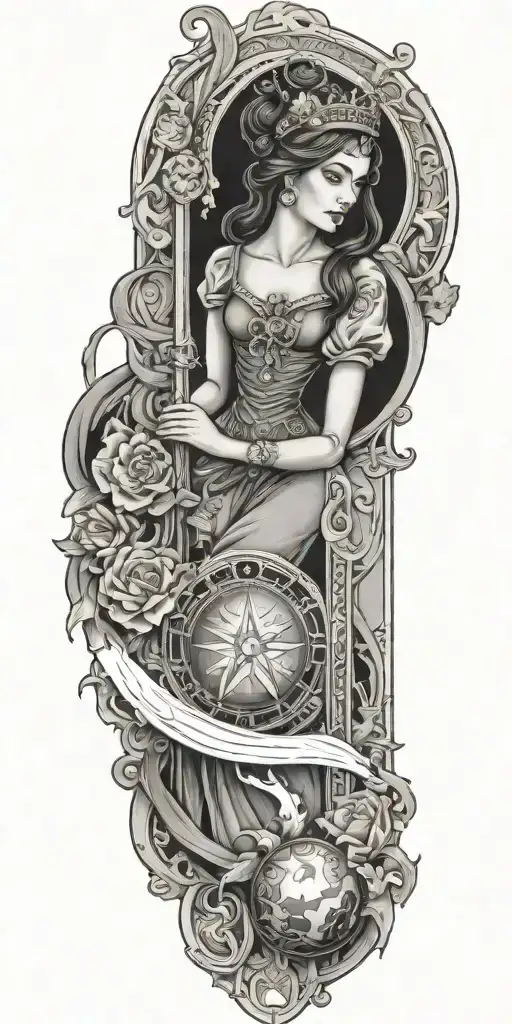 Tarot Card Deck Sleeve Tattoo Design