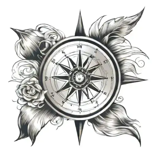 Compass Surrounded By Wind Blowing