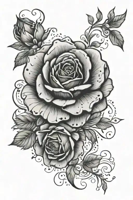 Rose And Cosmos Stencil