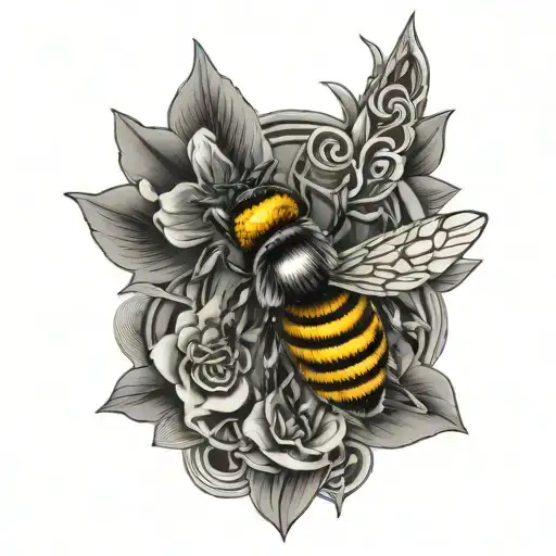 Polynesian Tattoo Calf Tatto With Bee Hidden Within