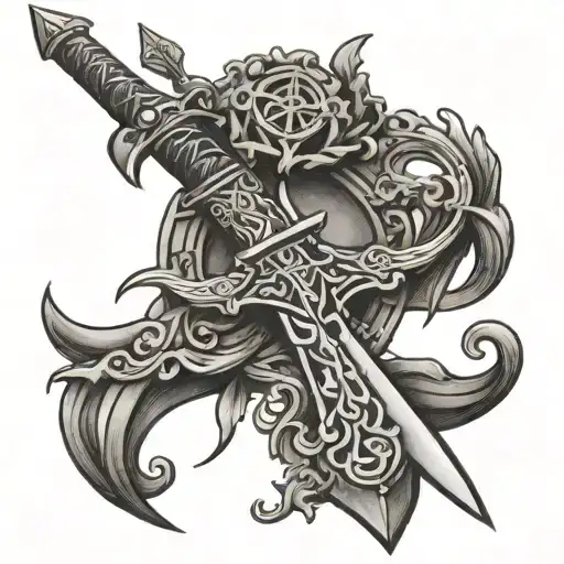 Sword With Libra Zodiac Sign