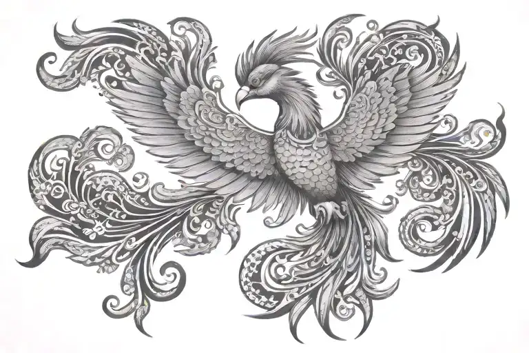 Phoenix With Indonesian Batik Art Style