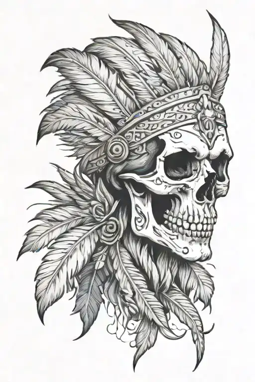 Skull Face Inside A Feather