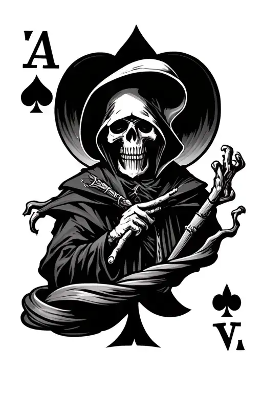 Ace Of Spades With Grim Reaper In The Card Coming From The Ace Logo