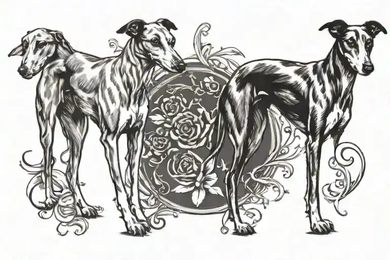 Two Specular Greyhound Tattoo Dark Cider Style