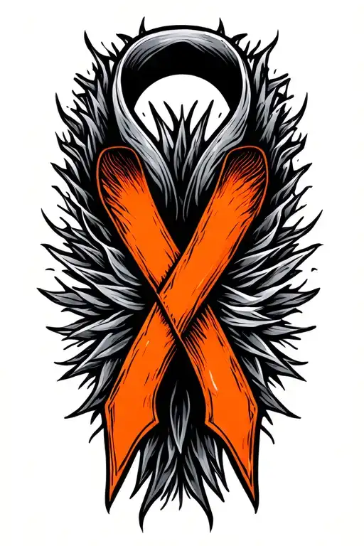 Kidney Cancer Orange Ribbon Intertwined With Strength Symbol