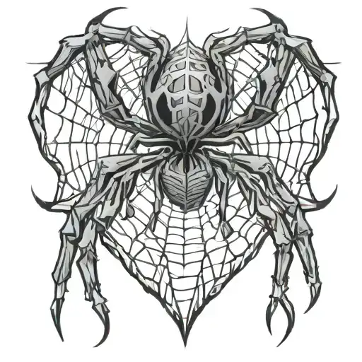 Spider In Heart Shape Web Design