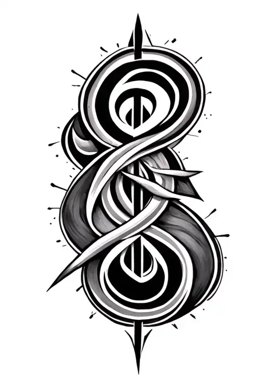 Scandinavian Runes Vertically Interrwined Black