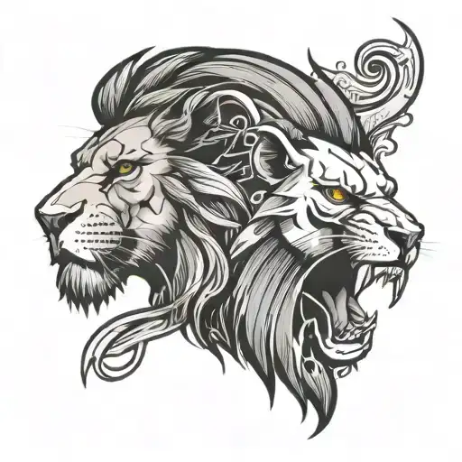 Half Lion Face And Half Punisher Logo Combined