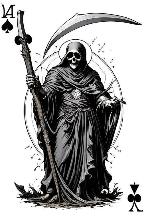 Ace Of Spades With Grim Reaper Holding A Scythe