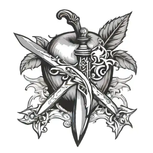 A Dagger Piercing An Apple
