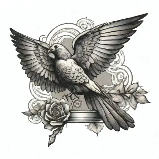 Wing And Family Motive Inlcuding A Pigeon