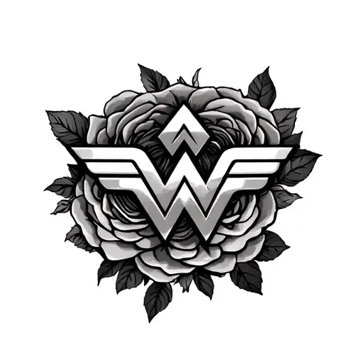 Wonder Woman Symbol With Roses Around It
