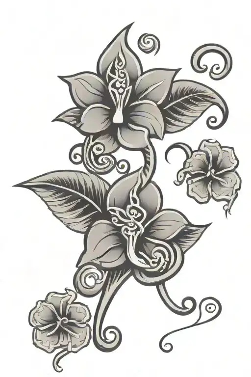 Native Taino Symbols With Hibiscus Flower Surrounded