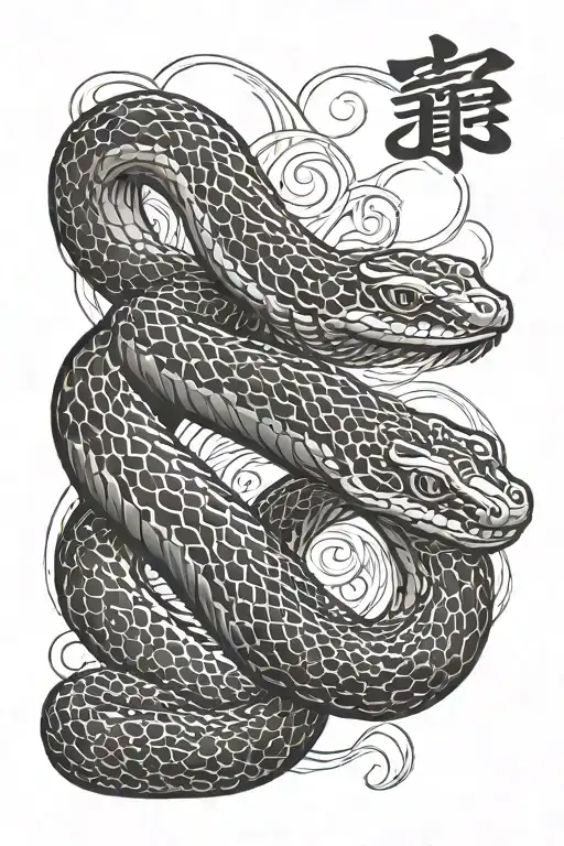 Year Of The Snake With Dna Logo Tattoo Design